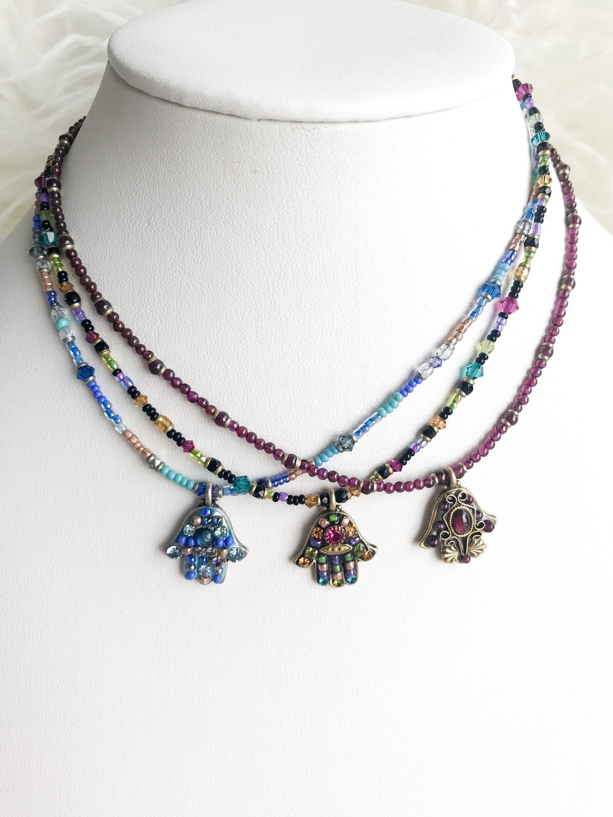 Hamsa Beaded Necklace 