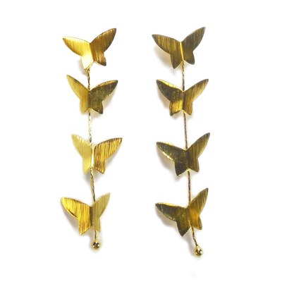 Long Gold Butterfly Earrings