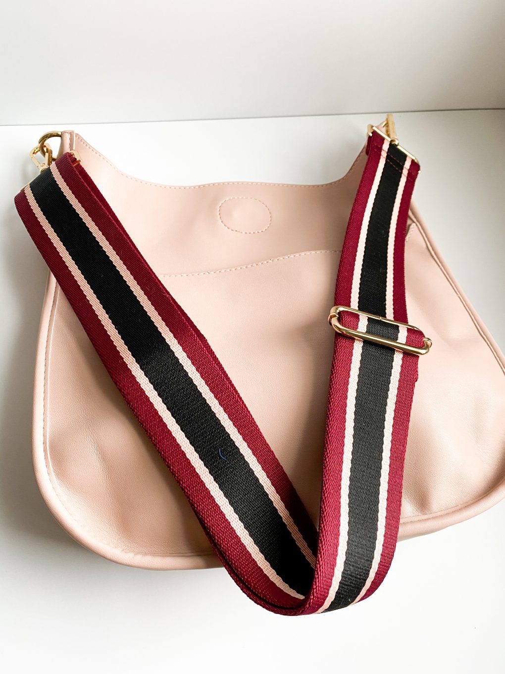 Blush Bag with Striped Strap