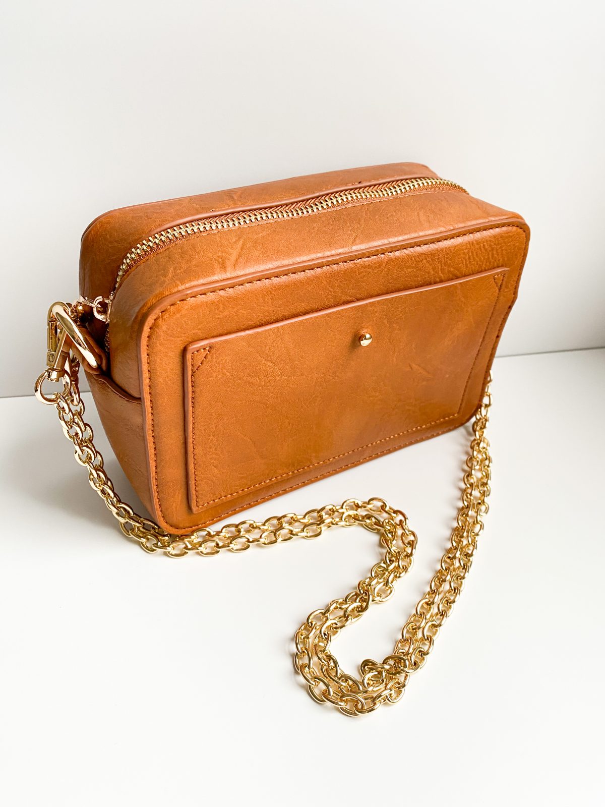 Ahdorned Camera Bag with Gold Chain