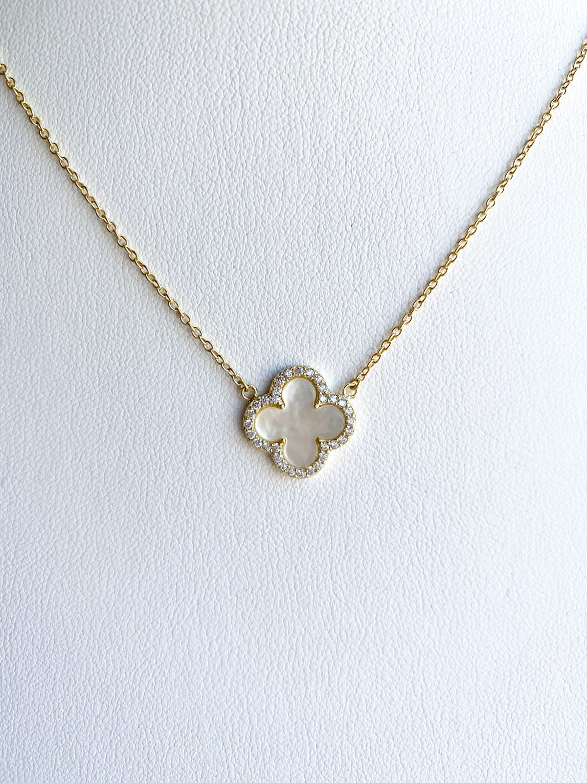 Gold Clover Necklace Closeup