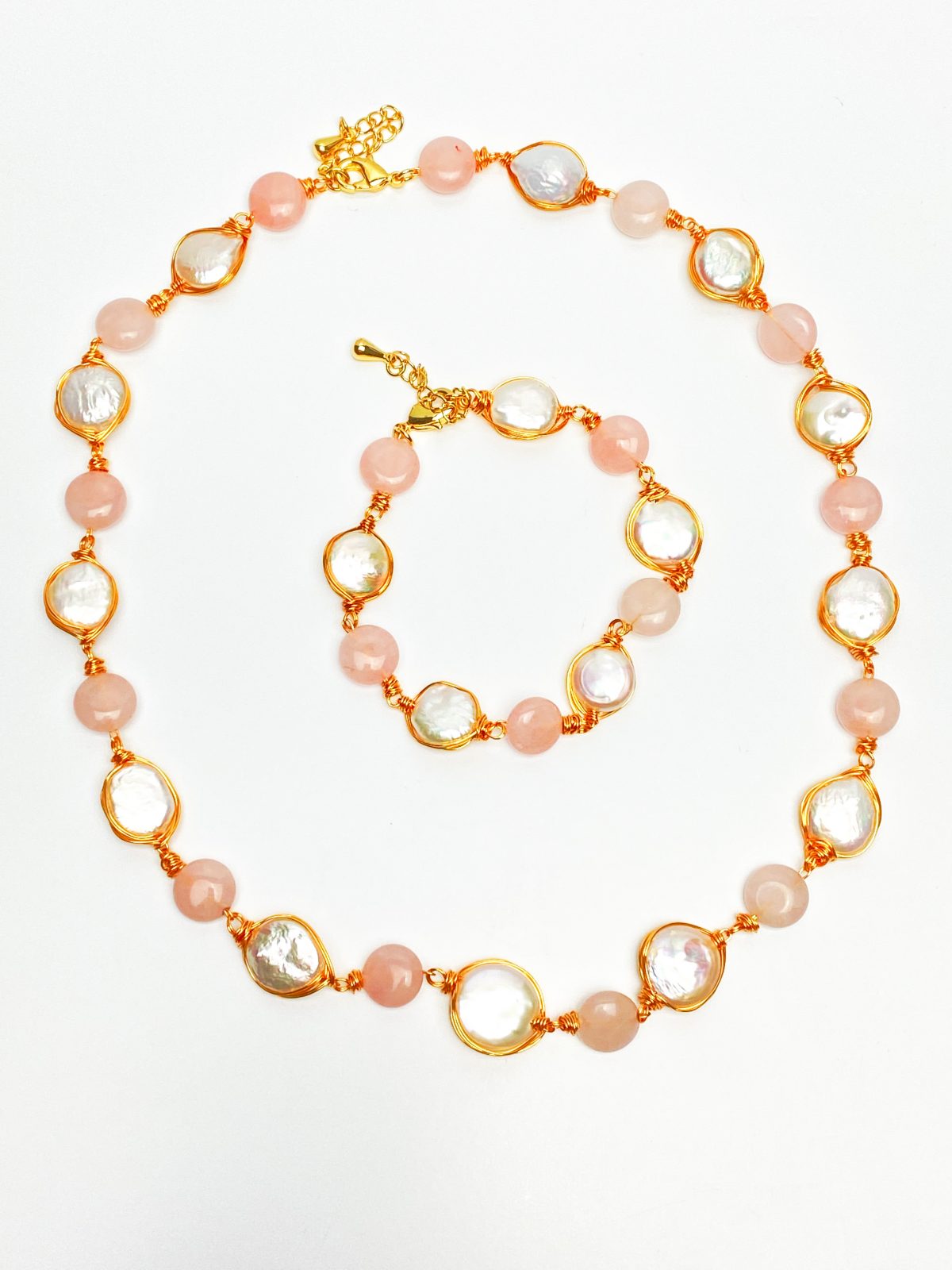 Rose Quartz and Pearl Necklace