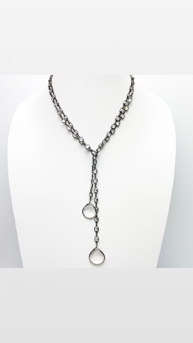 silver lariat with stones