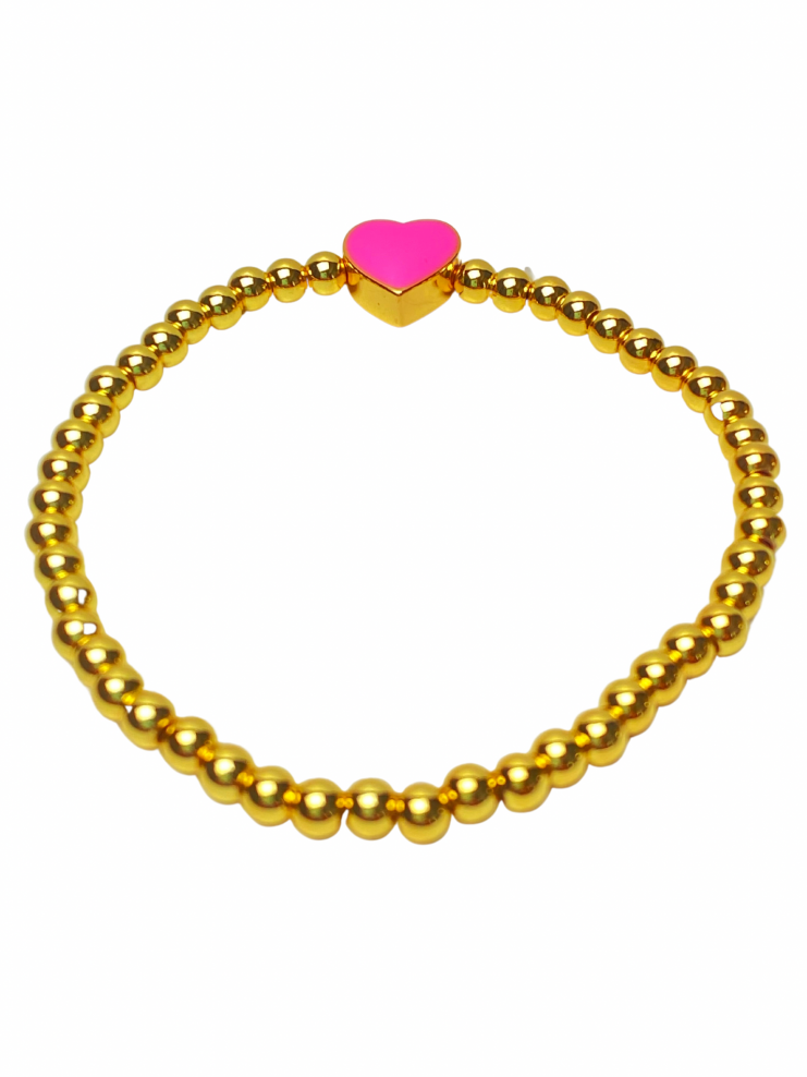 Pink Heart Enamel Bracelet